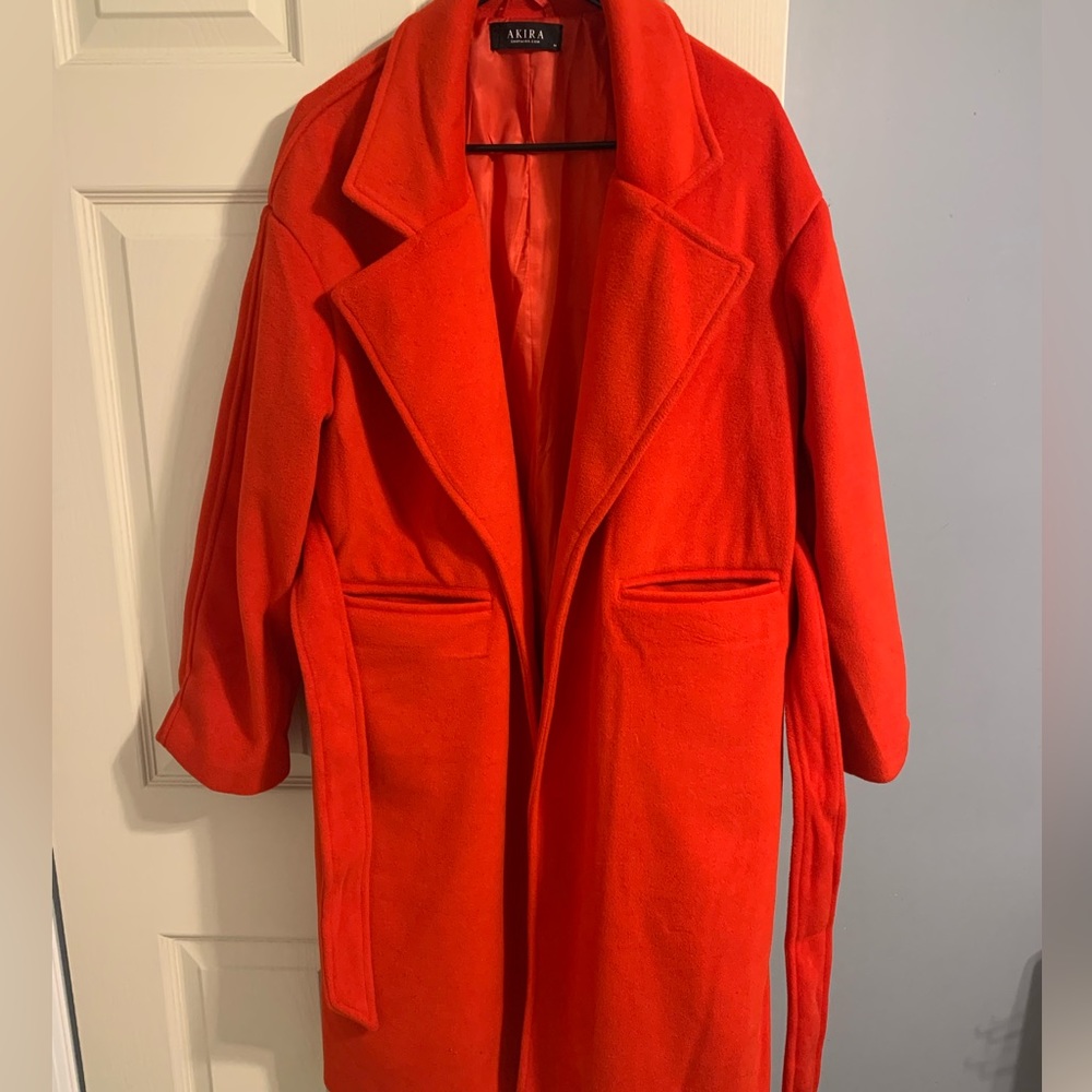 Akira soft red wool trench coat